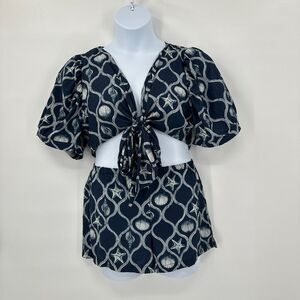 Boamar‎ Romper M / L Blue Starfish Nautical Coastal Resort Vacation Coastal New